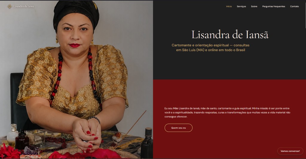 Mockup do site Lisandra de Iansã